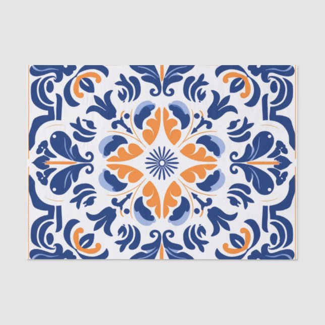 Niedliches spanisches Fliesenmuster Seidenpapier (Vorderseite)