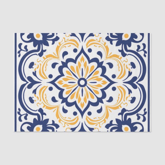 Niedliches spanisches Fliesenmuster Seidenpapier (Vorderseite)