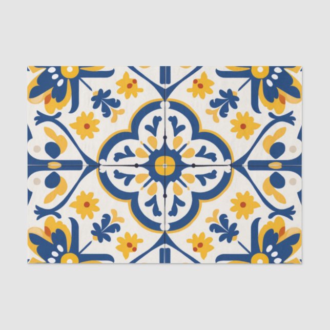 Niedliches spanisches Fliesenmuster Seidenpapier (Vorderseite)