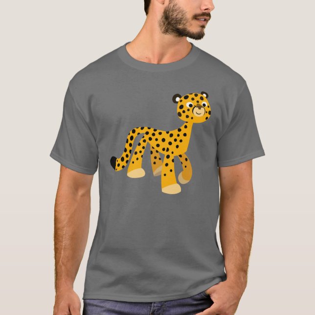 Niedliches Spazierengehen Cartoon Cheetah T - Shir T-Shirt (Vorderseite)