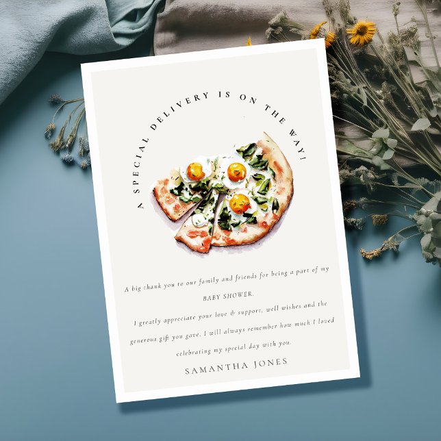 Niedliches Special Delivery Pizza Baby Dusche Part Dankeskarte (Von Creator hochgeladen)