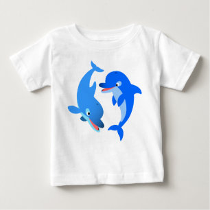 Niedliches Spielen Cartoon Dolphins Baby T - Shirt