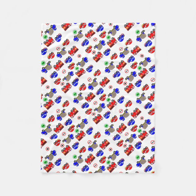 Niedliches Spielzeug Autos LKWs Feuerwehrleute Des Fleecedecke (Vorderseite)