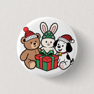 Niedliches Spielzeug mit Weihnachtsgeschenk Button
