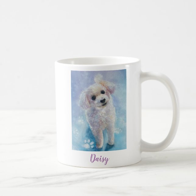 Niedliches Spielzeug Poodle Wasserfarbe Dog Kunst Kaffeetasse (Rechts)