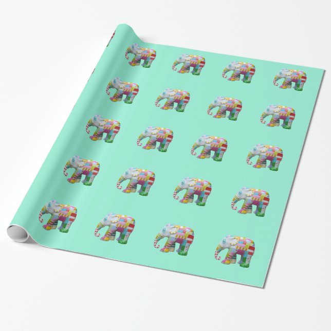 Niedliches Spielzeug Retro-Elefant whimsical bunt Geschenkpapier (Ungerollt)