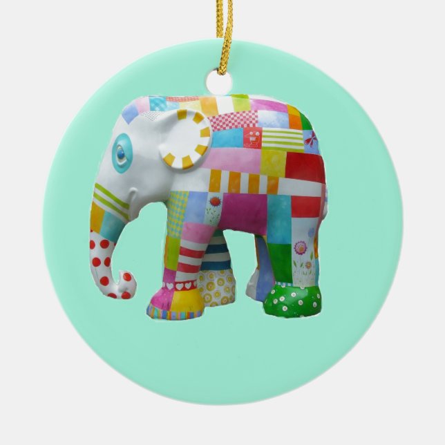 Niedliches Spielzeug Retro-Elefant whimsical bunt Keramik Ornament (Vorne)
