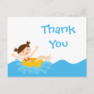 Niedliches Splash Girl's Pool Party danke Postcard Postkarte