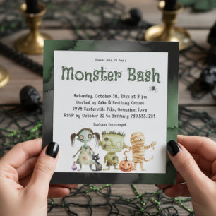 Niedliches Spooky Drei-Monster-Bash-Halloween-Part Einladung