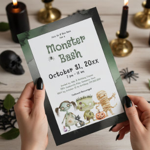 Niedliches Spooky Monster Bash Halloween-Party Einladung