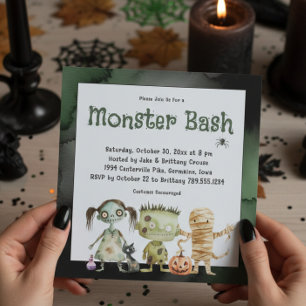 Niedliches Spooky Monster Bash Halloween-Party Einladung