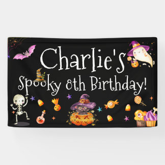 Niedliches Spooky Watercolor Girl/Boy Halloween Banner