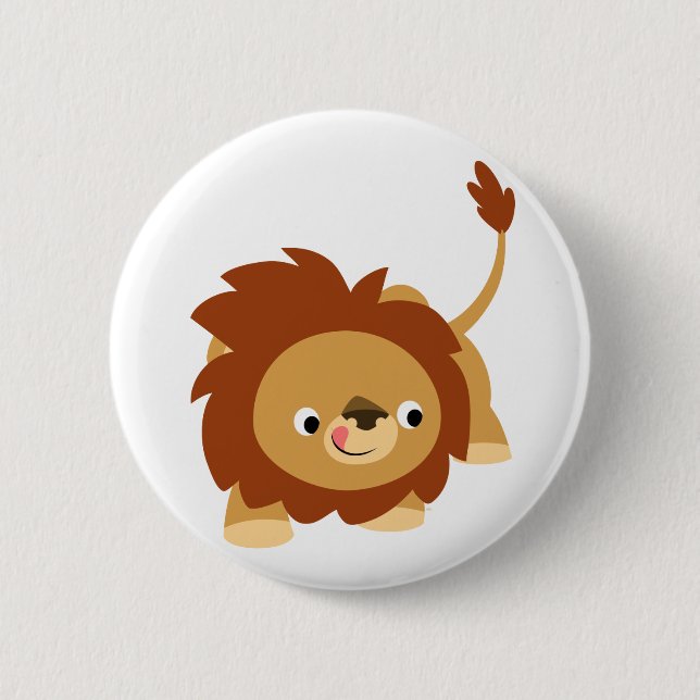 Niedliches Sprightly Cartoon-Löwe-Knopf-Abzeichen Button (Vorderseite)