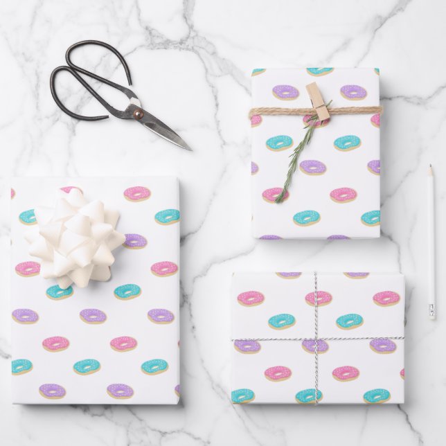 Niedliches Sprinkle Donuts Muster Geschenkpapier Set (Vorderseite)