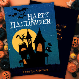 Niedliches Spuk Haus glücklich Halloween Custom Feiertagskarte