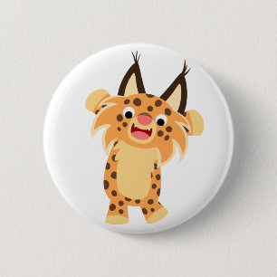 Niedliches Spunky Cartoon Bobcat Button Abzeichen