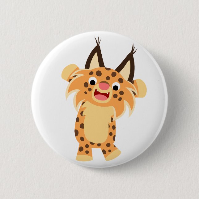 Niedliches Spunky Cartoon Bobcat Button Abzeichen (Vorderseite)