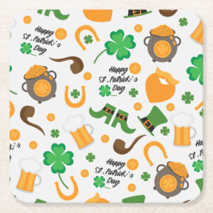 Niedliches St. Paddy's Day Irisches Themenmuster Rechteckiger Pappuntersetzer