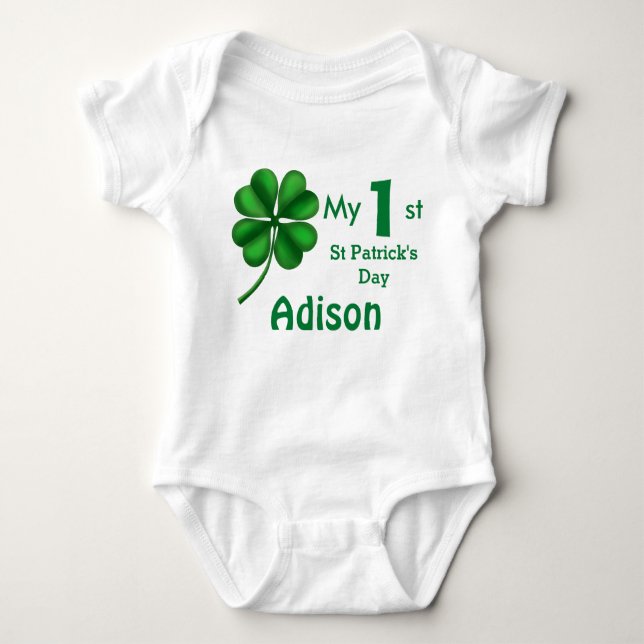 Niedliches St Patrick's Day Baby Boy oder Girl Kle Baby Strampler (Vorderseite)