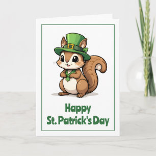 Niedliches St. Patrick's Day Eichhörnchen mit Grün Karte