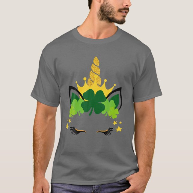 Niedliches St Patrick's Day Grafik Unicorn Horn Sh T-Shirt (Vorderseite)
