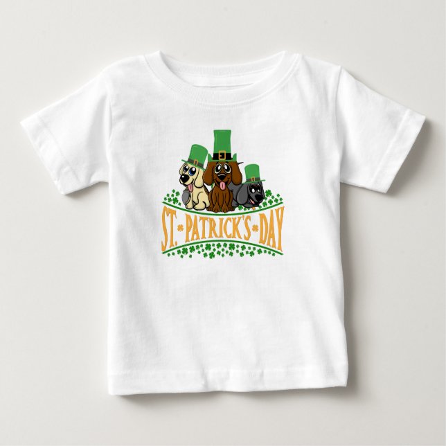 Niedliches St. Patrick's Day Hunde Leprechaun-Hat- Baby T-shirt (Vorderseite)