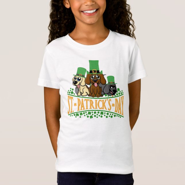 Niedliches St. Patrick's Day Hunde Leprechaun-Hat- T-Shirt (Vorderseite)