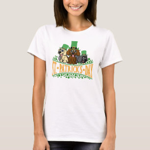 Niedliches St. Patrick's Day Hunde Leprechaun-Hat- T-Shirt