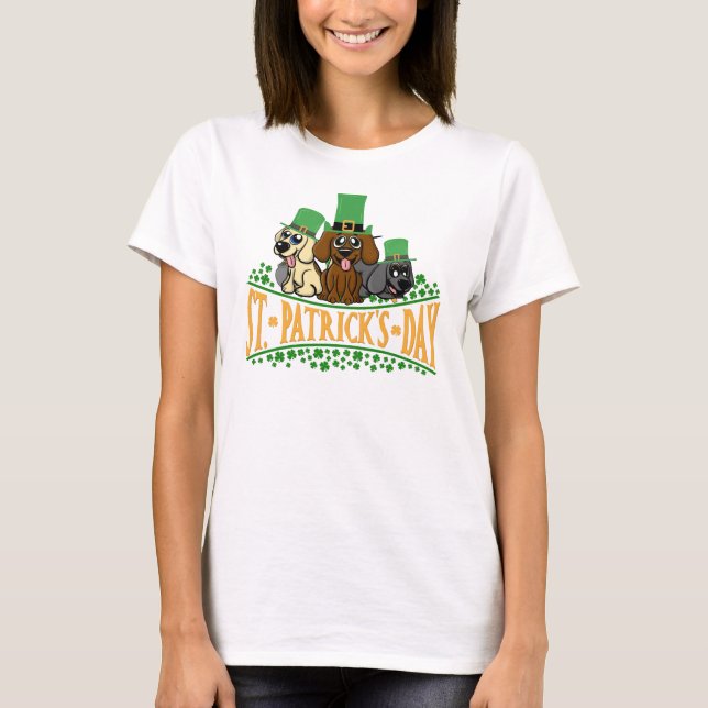 Niedliches St. Patrick's Day Hunde Leprechaun-Hat- T-Shirt (Vorderseite)