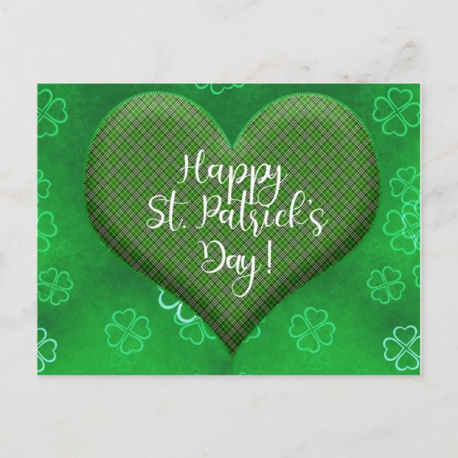 Niedliches St Patricks Day Kleeblatt Herzliche Lie Postkarte (Vorderseite)