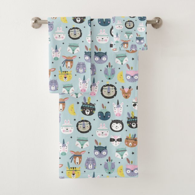 Niedliches Stammes- Gesichts-Muster Badhandtuch Set (Insitu)