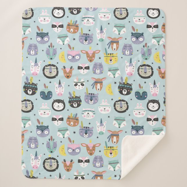 Niedliches Stammes- Gesichts-Muster Sherpadecke (Vorderseite)