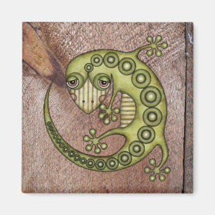 Niedliches Stammes Green Gecko Magnet