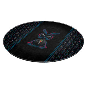 Niedliches Starlight Eyes Kaninchen in Yoga Pose M Schneidebrett