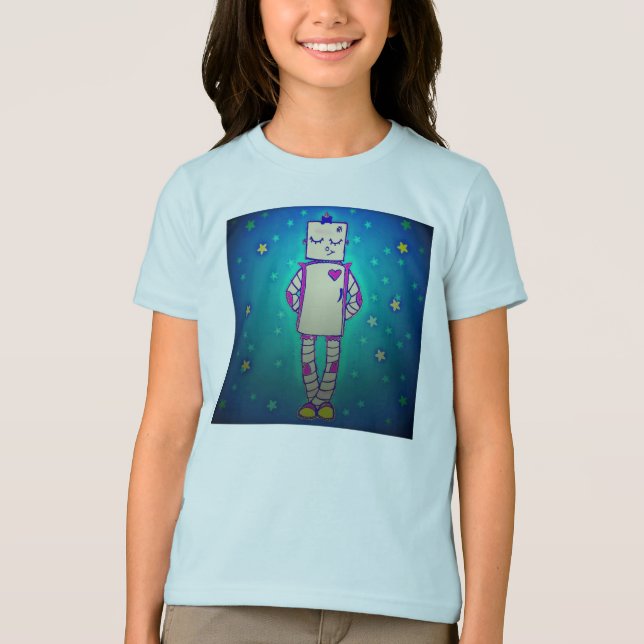 Niedliches Starry Robot Girls Shirt (Vorderseite)