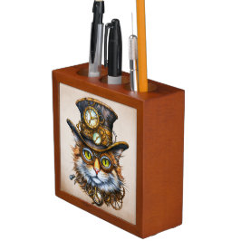 NIEDLICHES STEAMPUNK KITTY CAT-FELD STIFTHALTER