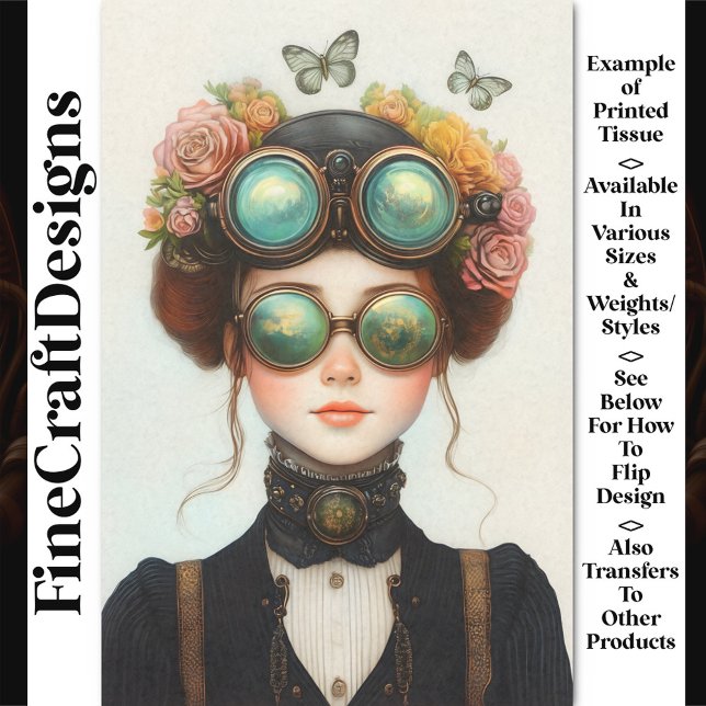 Niedliches Steampunk-Mädchen mit Blume Z8 Decoupag Seidenpapier (Von Creator hochgeladen)