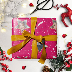 Niedliches Sternmuster Ihr eigenes Foto Weihnachte Geschenkpapier