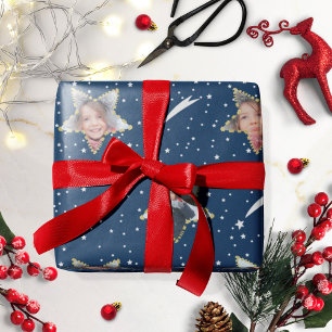 Niedliches Sternmuster Ihr eigenes Foto Weihnachte Geschenkpapier
