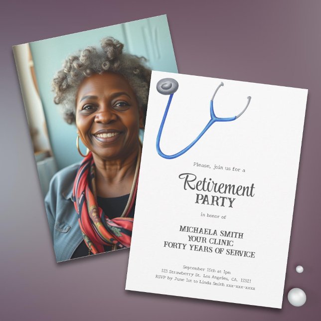 Niedliches Stethoscope Doctor Nurse Retirement Fot Einladung (Von Creator hochgeladen)