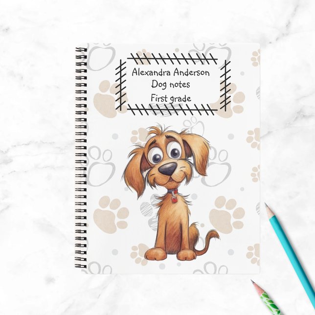 Niedliches Storybook Brown Puppy auf Paws Print Notizbuch (Von Creator hochgeladen)