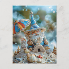 Niedliches Strandgnome mit Regenschirm Postkarte