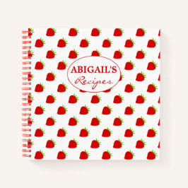 Niedliches Strawberry Muster Rezept Notebook Notizbuch