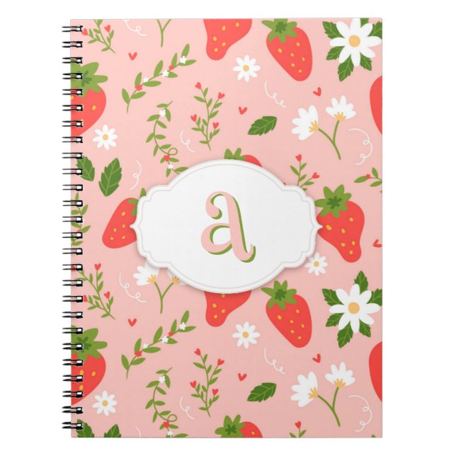 Niedliches Strawberry Muster Spiral Foto Notebook Notizblock (Vorderseite)