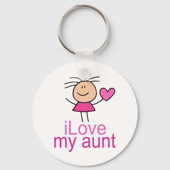 Niedliches Strichfigur-Mädchen Liebe Mein Tante Ge Schlüsselanhänger (Vorderseite)