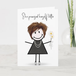 Niedliches Strichmännchen Girl for Friend's Birthd Karte