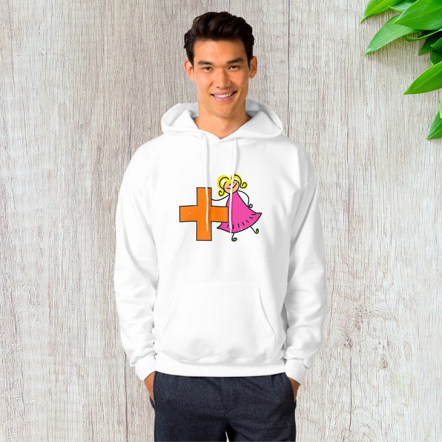 Niedliches Strichmännchen Girl mit Plus-Zeichen Hoodie (Von Creator hochgeladen)