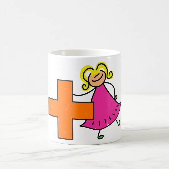 Niedliches Strichmännchen Girl mit Plus-Zeichen Kaffeetasse (Von Creator hochgeladen)