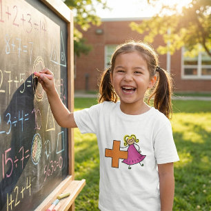 Niedliches Strichmännchen Girl mit Plus-Zeichen T-Shirt