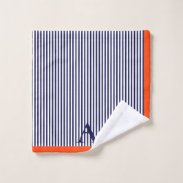 Niedliches, stylisches Monogramm, blau und orange  Badhandtuch Set